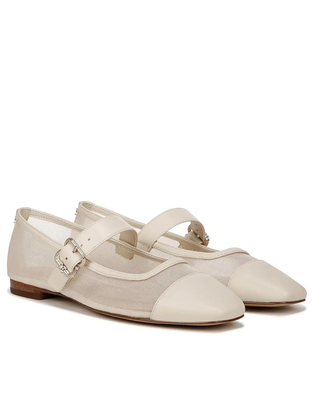 New! Sam Edelmam Miranda Mary Jane Flat in Leather Mesh Modern Ivory 10.5